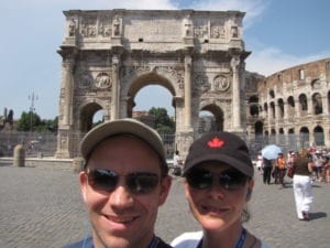 Nancy & Shawn Power at the "Arch of Constantine" outside the Colosseum in Rome