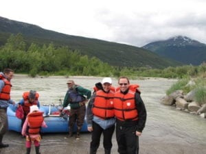 Here's a picture of Nancy & Shawn after just having "floated" down the "Taiya River" in Skagway, Alaska