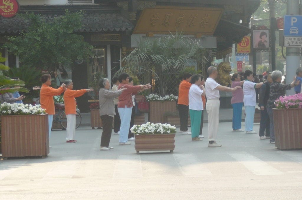 Here's a picture of locals doing Tai Chi in Shanghai, China