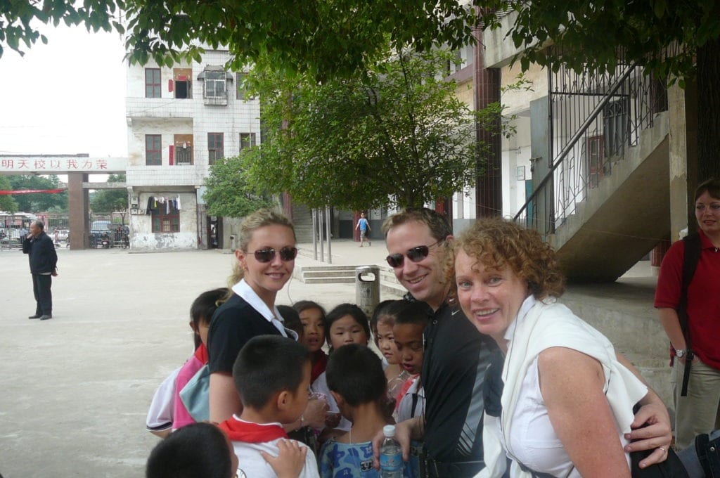 Here's a picture of Nancy & Shawn visiting a school in China