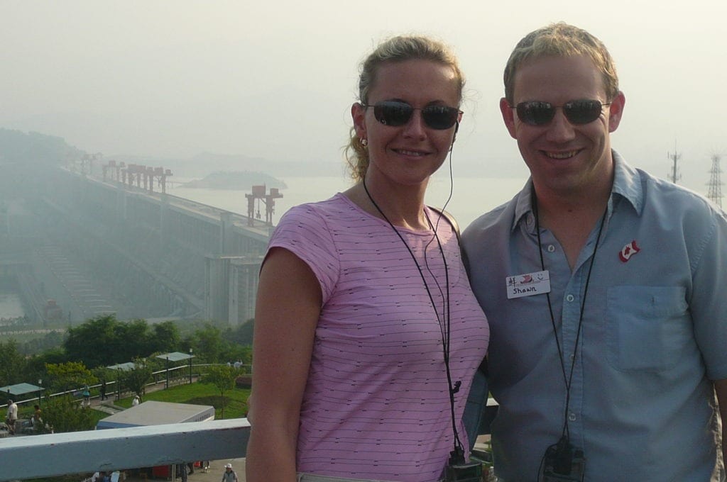 A picture of Nancy & Shawn at the Three Gorges Dam in China