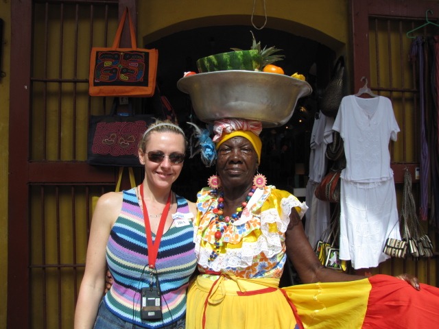 Nancy Power with a local lady in Cartagena, Colombia