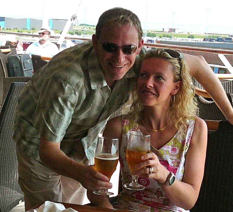 Nancy & Shawn Power enjoying a cold Carlsberg Beer