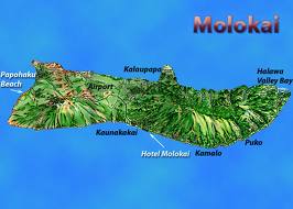 Map of the Island of Molokai in Hawaii