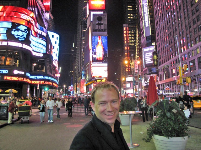 Shawn Power in Times Square in New York City