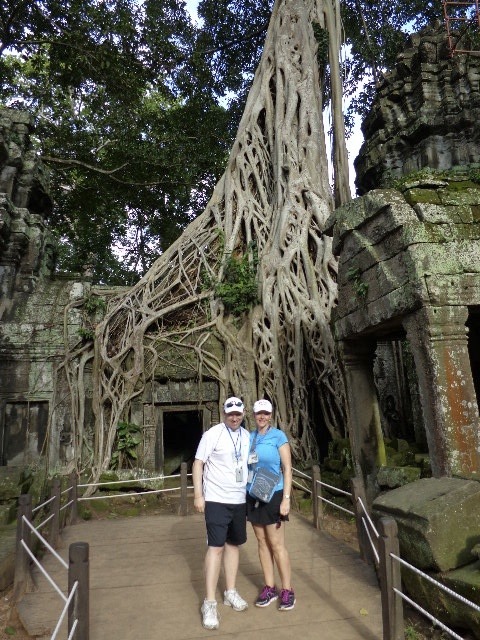 Nancy & Shawn Power at Ta Prohm Temple in Cambodia