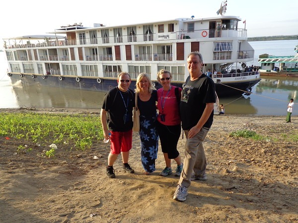 Nancy & Shawn Power with AMA waterways owners Rudi Schreiner & Kristin Karst in Myanmar for the inaugural cruise