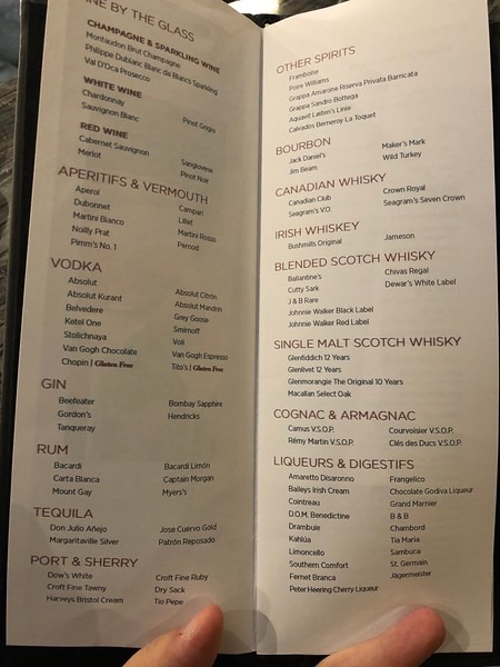 regent cruises menus