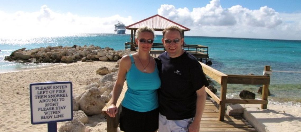 Nancy & Shawn Power enjoying a sunny beach day in Princess Cays during their 7 Night Southern Caribbean Cruise
